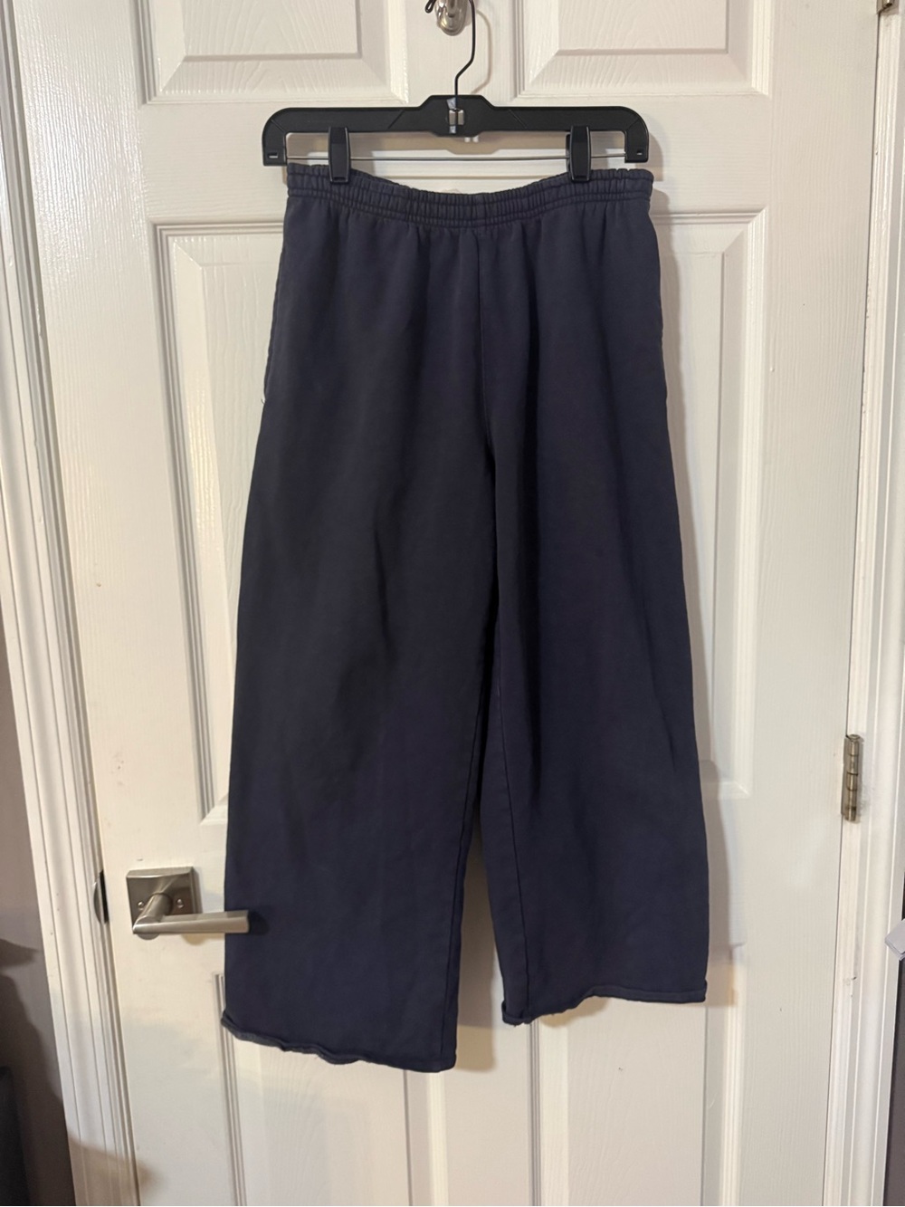Brandy Melville Navy Wide-Leg Track Pants